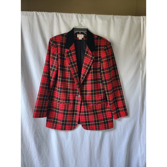 Vintage Potomac Red Tartan Plaid Blazer - Size 12 - Picture 8 of 8